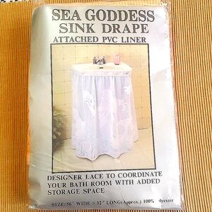 Peach Colored "Sea Goddess" Sink Drape w/Attached PVC Liner